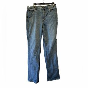 Lands End straight leg jeans 12 ,high rise , light wash